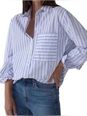 AYR Purple & White Striped Relaxed Button-Down Shirt